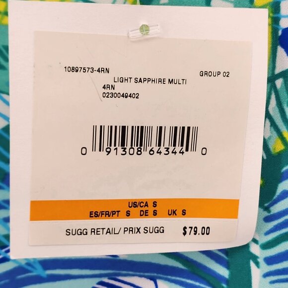 Pappagallo Women's Small Tropical Leaf Print Dress Flutter Sleeve Stretch New - Picture 3 of 7